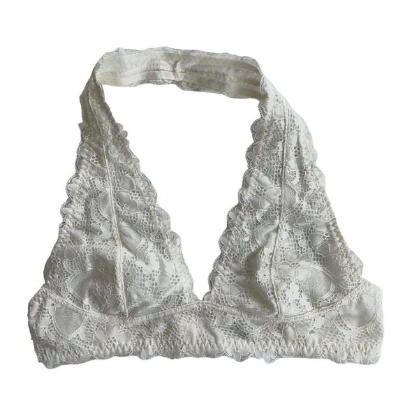 Intimately Free People MEDIUM Cream Lace Halter Bra or Bralette (About 30B) - Picture 1 of 5